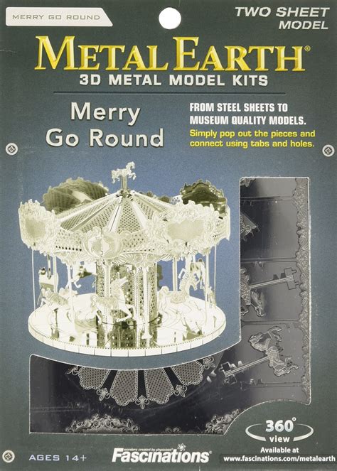 Buy Merry Go Round Metal Earth 3d Miniature Carousel Laser Cut Model Kit 2 Sheets Online At