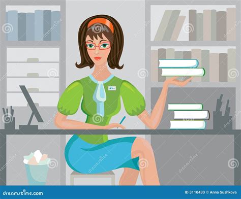 Cute Librarian Stock Vector Illustration Of Writing 3110430