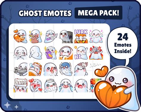 Twitch Emote Cute Ghost Mega Pack Emotes 24 Emotes Ready Etsy