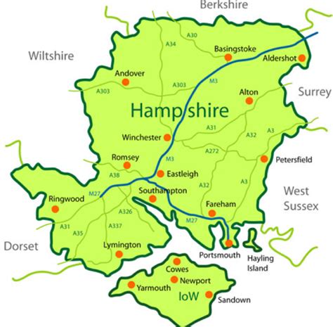 This map shows a combination of political and physical features. Block Management Hampshire
