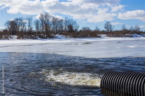 Dirty Water Discharged Into River Wastewater Discharge Through The