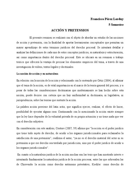 Accion Y Pretension Pdf Ley Procesal Jurisdicción