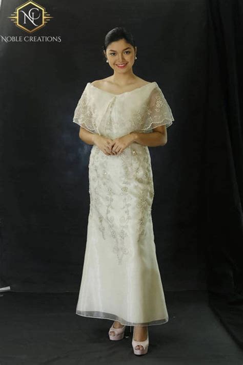 filipiniana dress embroidered off shoulder gown philippine etsy in 2021 filipiniana dress