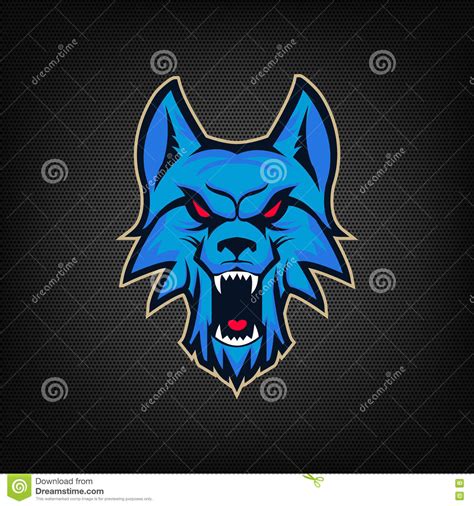 Template Of Logo With Angry Wolf Head Emblem For Sport Team Ma Stock