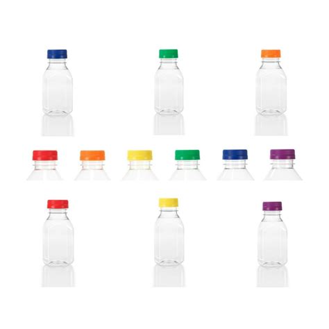 8 Oz Plastic Bottles With Assorted Color Tamper Evident Caps 6 Pack