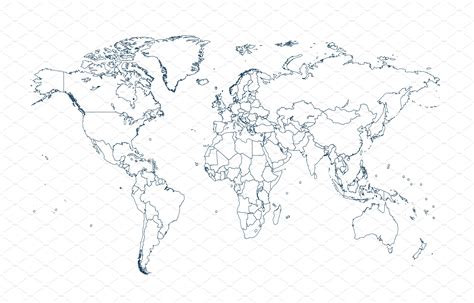 World Map With Borders White Vector