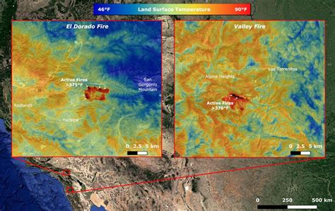 Nasas Ecostress Maps Surface Temperature Around Scorching California Fires