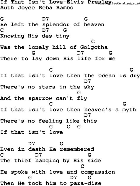 country southern and bluegrass gospel song if that isn t love elvis presley lyrics with chords