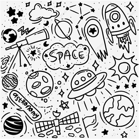 Space Doodle Seamless Pattern Space Drawing Sea Drawing Spa Drawing