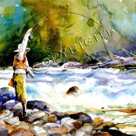 Trout Fishing Colorful Watercolor Print By Dean Crouser Etsy In 2020