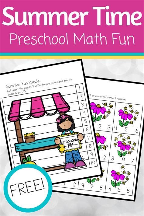 Free Printable Summer Math Activities For Preschoolers