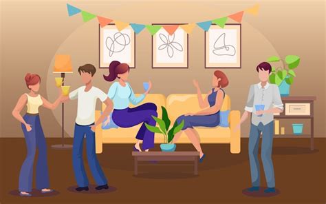 Premium Vector Party At Home Flat Illustration