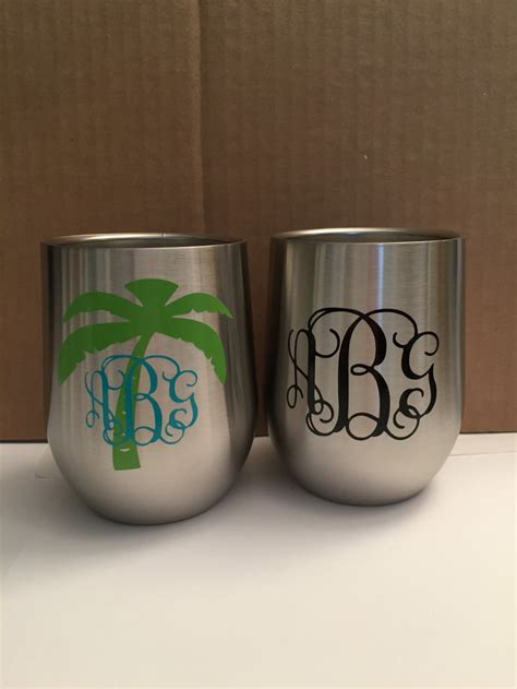 Monogrammed Double Wall Stainless Steel Insulated Wine Glass Etsy