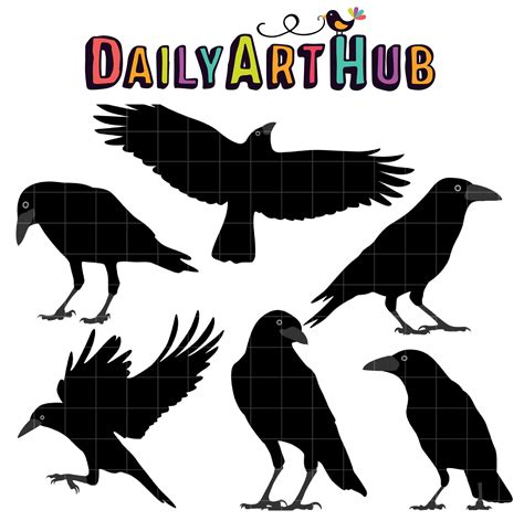 Black Crows Clip Art Set Daily Art Hub Graphics Alphabets Svg Clip Art Digital Clip