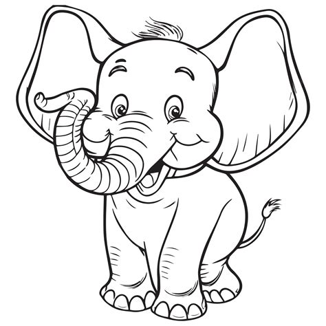 Premium Vector Cute Happy Cartoon Elephant Outline Vector
