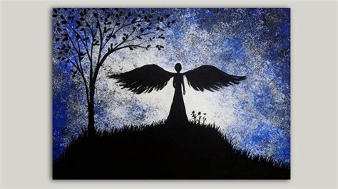 Angel Acrylic Painting Easy Silhouette Painting On Canvas Board Youtube