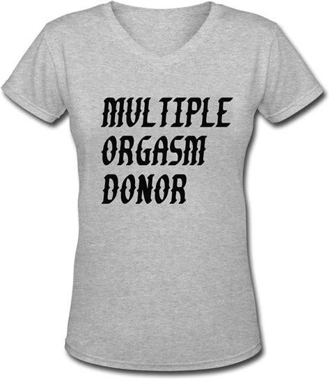 multiple orgasm donor design women s cotton casual v neck t shirt grey clothing