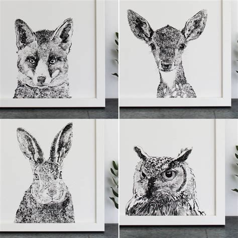 Download this one line safari animals set hand drawn vector illustration vector illustration now. a set of four woodland animal portrait art prints by ros shiers | notonthehighstreet.com