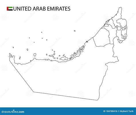 United Arab Emirates Map Black And White Detailed Outline Regions Of