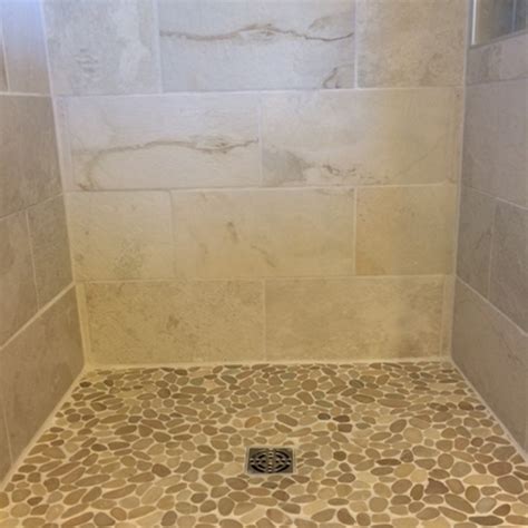 Sliced Java Tan Pebble Tile Shower Floor Tilehub