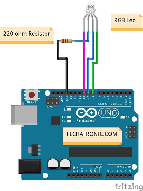 Rgb Led With Arduino Uno Example Techatronic