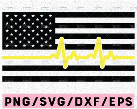 911 Dispatcher Thin Gold Line Flag Dispatcher Heart Beat Flag Svg Pdf