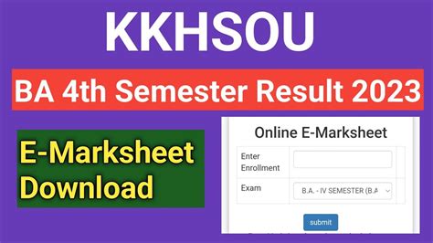 Kkhsou Ba 4th Semester Result 2023 E Marksheet Download Youtube