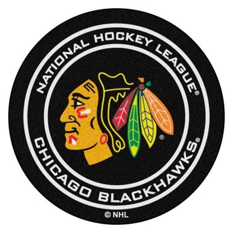 Chicago Blackhawks Black 27 In Round Hockey Puck Mat Chicago