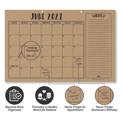 Rustic Kraft 2021 2022 Desk Calendar Large Monthly Wall Planner 18