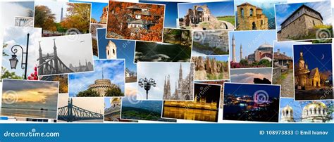Collage Of Travel Photos Different Countries Stock Image Image Of