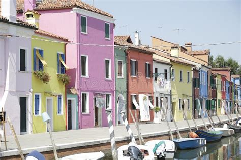 Colorful Houses At The Island Of Burano Venice Italy Stock Image