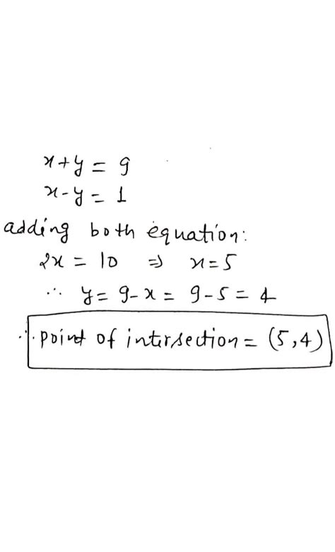 what point is the intersection of the graphs of the lines x y 9and x y 1 brainly ph