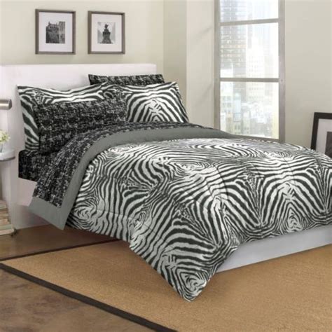 Elegant Gray White Black Zebra Print Comforter Set Twin Full Queen King