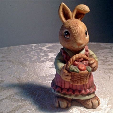 Vintage Brown Rabbit Figurine By Homco Ceramic Girl Easter Etsy