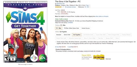 Amazon Sale Purchase The Sims 4 Get Together For 25 Simsvip