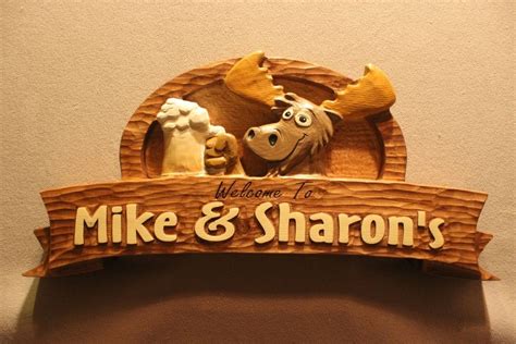 Hand Crafted Custom Wood Cabin Signs Moose Signs Home Bar Signs By