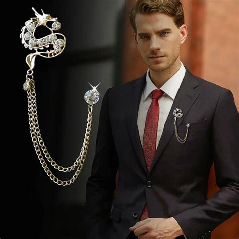 Sayao 1 Piece Fashion Suit Suits Brooch Pins Brooches Men Women Wedding Rose Flower Chain Leaf