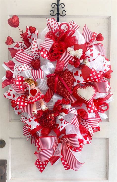 Valentine Wreath Valentines Wreath Valentines Day Etsy Diy