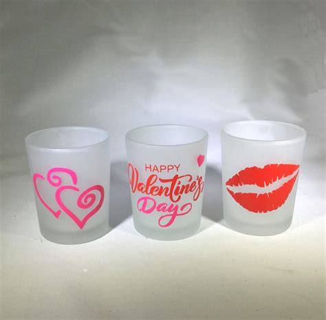 Set Of 3 Valentine Votive Candle Holders Cupid Hearts Happy