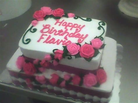 Stacked Sheet Cake With Cascading Pink Roses