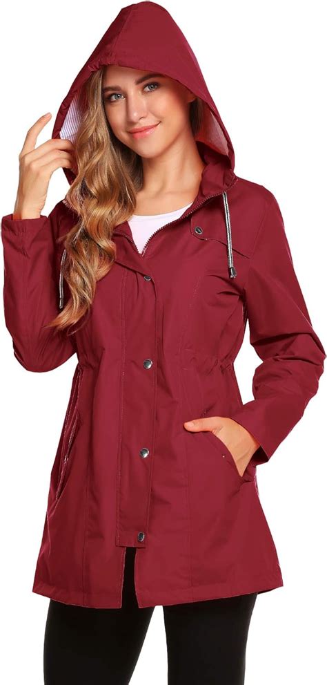 Romanstii Womens Waterproof Rain Jacket Hooded Raincoat Lined Outdoor