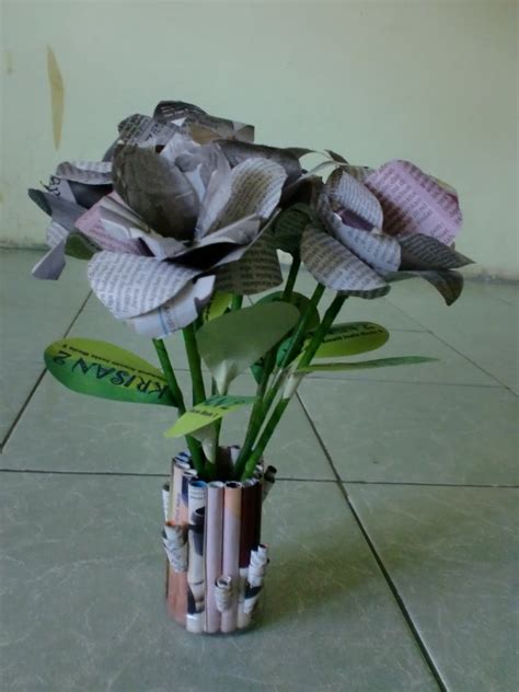 Bunga Kertas Krep Cara Membuat Bunga Dari Kertas Koran Karton