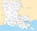 Large administrative map of Louisiana state with major cities | Vidiani ...