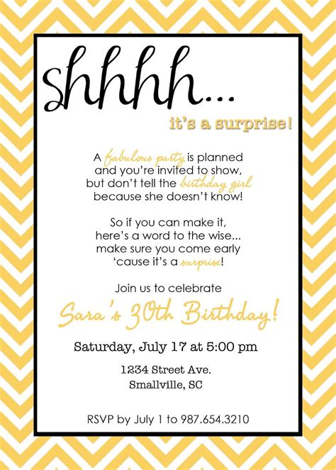 Before you know it, another year has gone by and it's time to get that another essential part of your birthday invitation wording is the details of your venue. Wording for Surprise Birthday Party Invitations | Drevio ...