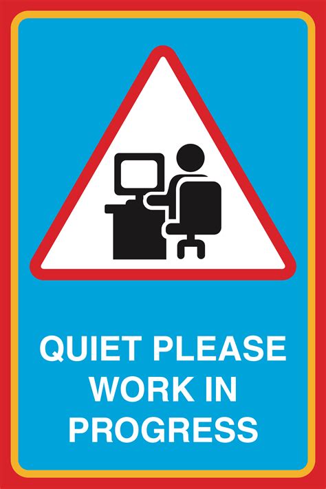 Quiet Please Work In Progress Print Picture Notice Sign 6 Pack