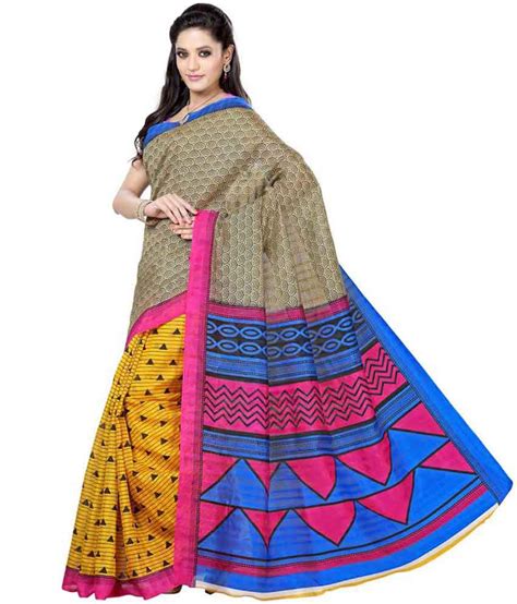 Ishin Yellow Bhagalpuri Silk Saree Buy Ishin Yellow Bhagalpuri Silk Saree Online At Low Price