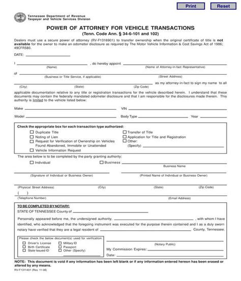 Free 8 Vehicle Power Of Attorney Forms In Pdf Ms Word