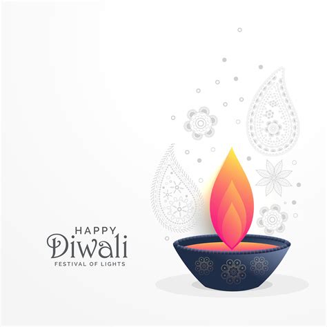 Diwali Festival Greeting With Diya And Paisley Decoration Design