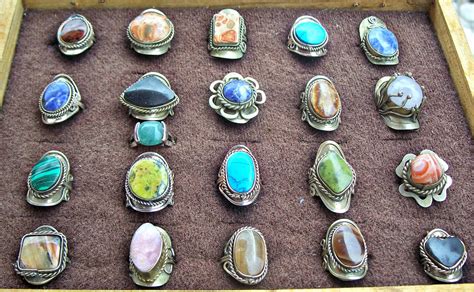 Otavalo Market Jewelry Rings From Semi Precious Stones And Silver