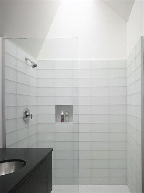 Gray subway tiles were used for this modern bathroom and i know you will agree with me how appealing it is! 37 white rectangular bathroom tiles ideas and pictures ...